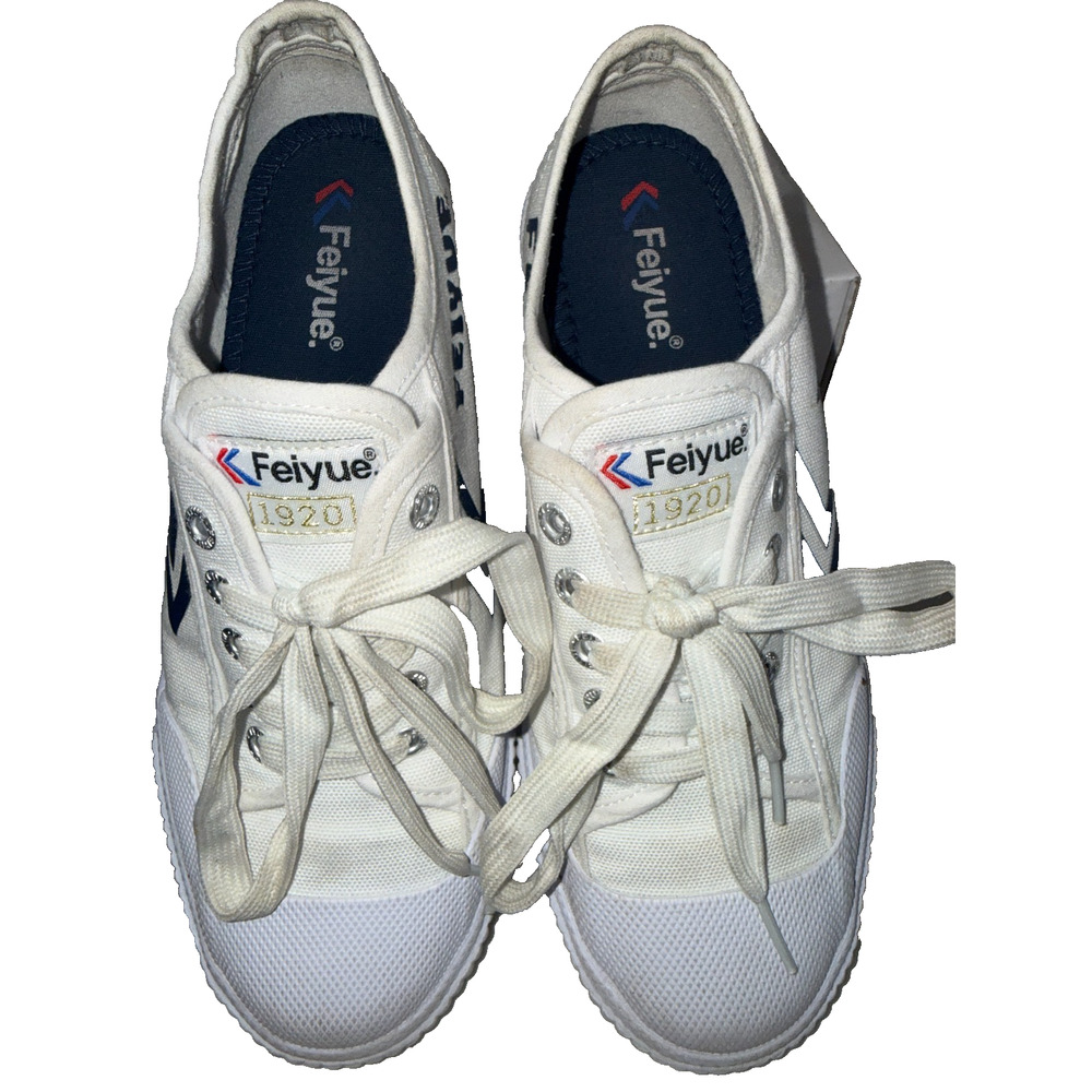 Feiyue 1920 White Canvas Sneakers Womens 8/Mens 6 Martial Arts Kung Fu Shoes
